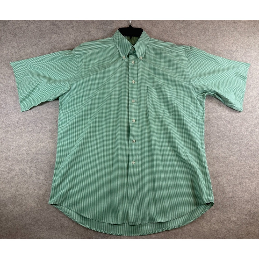 F.A. MacCluer Button Down Shirt XL Green Gingham Short Sleeve